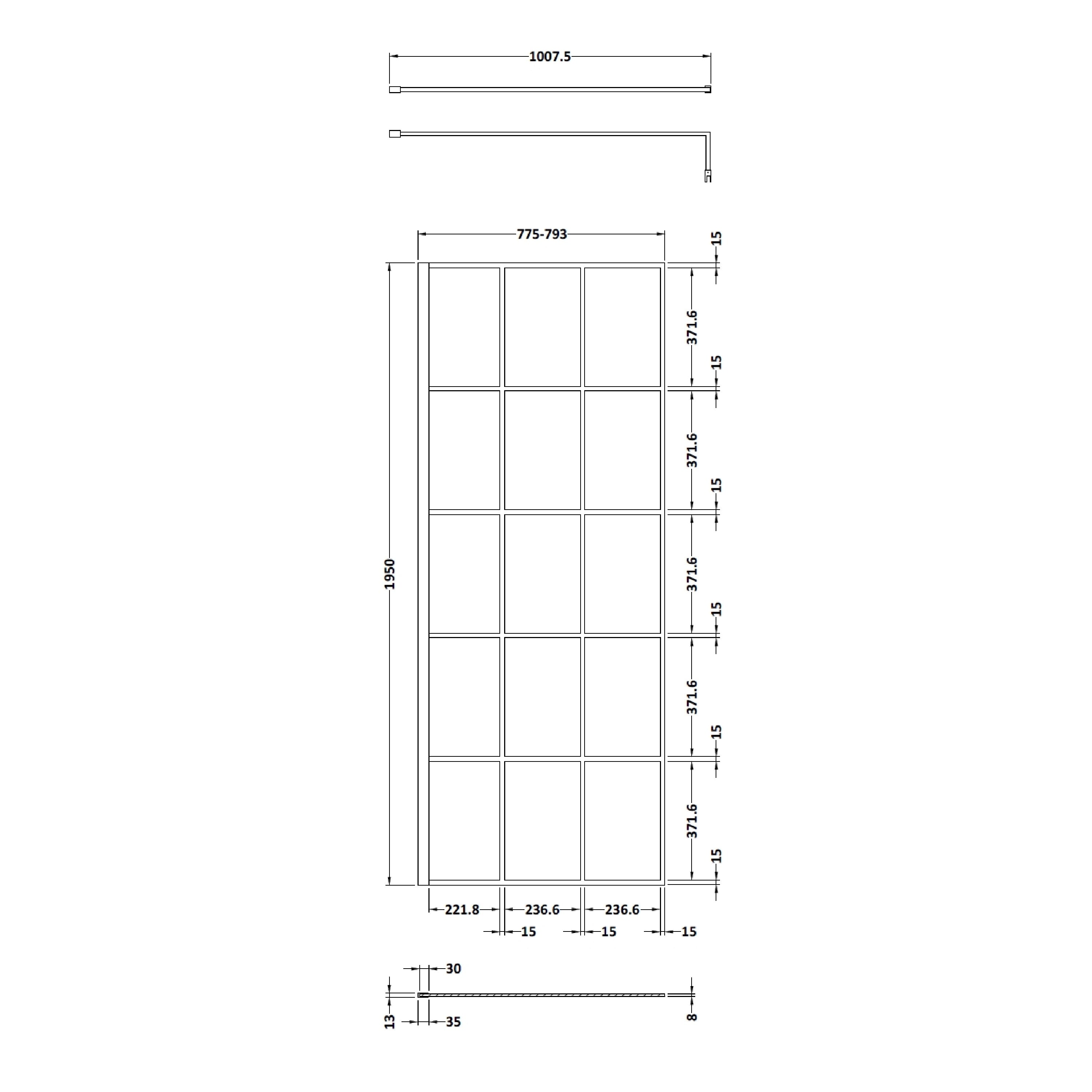 Stylish bathroom window with multiple panes, aluminium frame, and precise measurements for modern bathroom design. Perfect for enhancing natural light and ventilation.