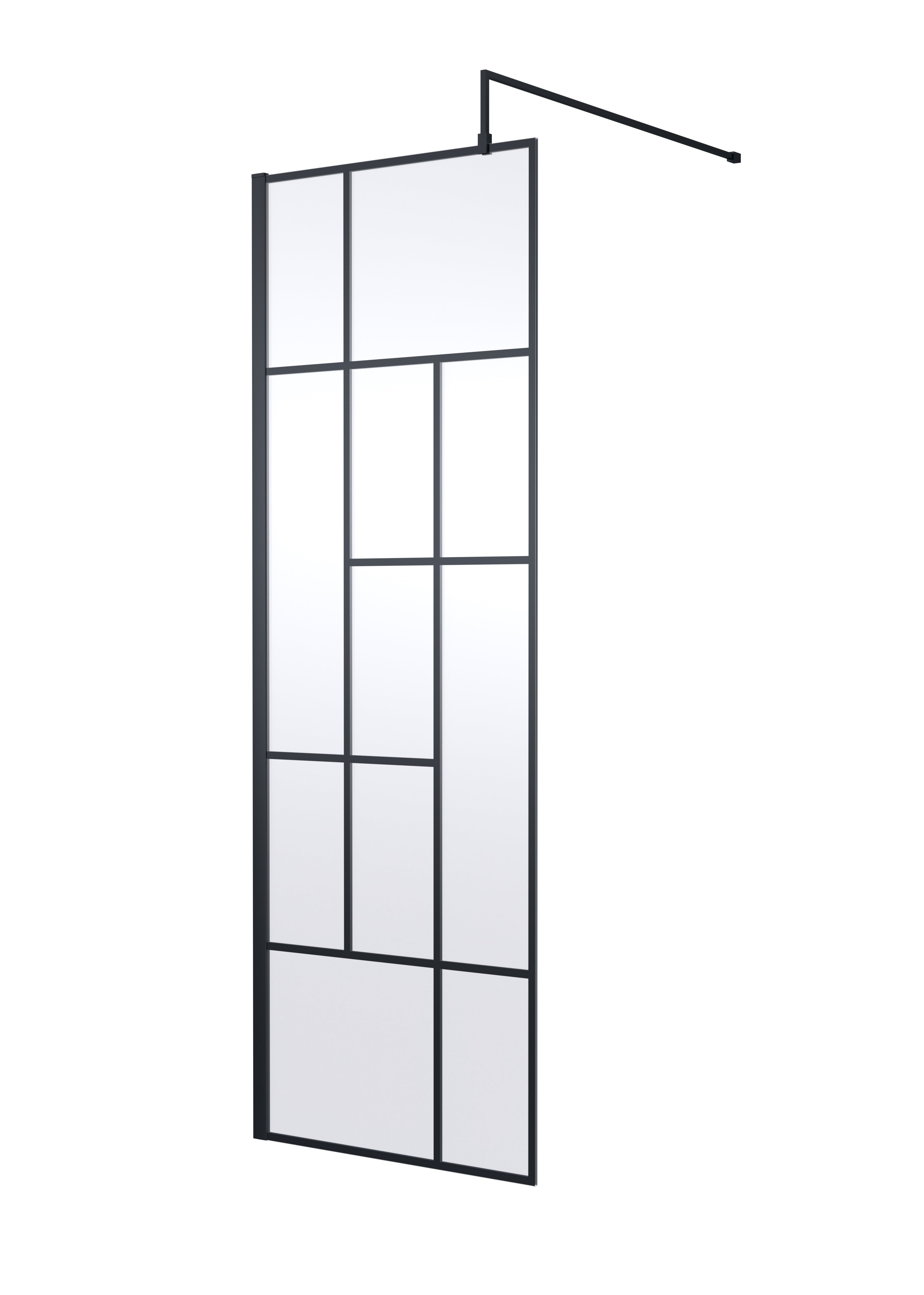 Stainless steel shower screen with clear glass panels, modern design, suitable for contemporary bathrooms, provides privacy and water containment.