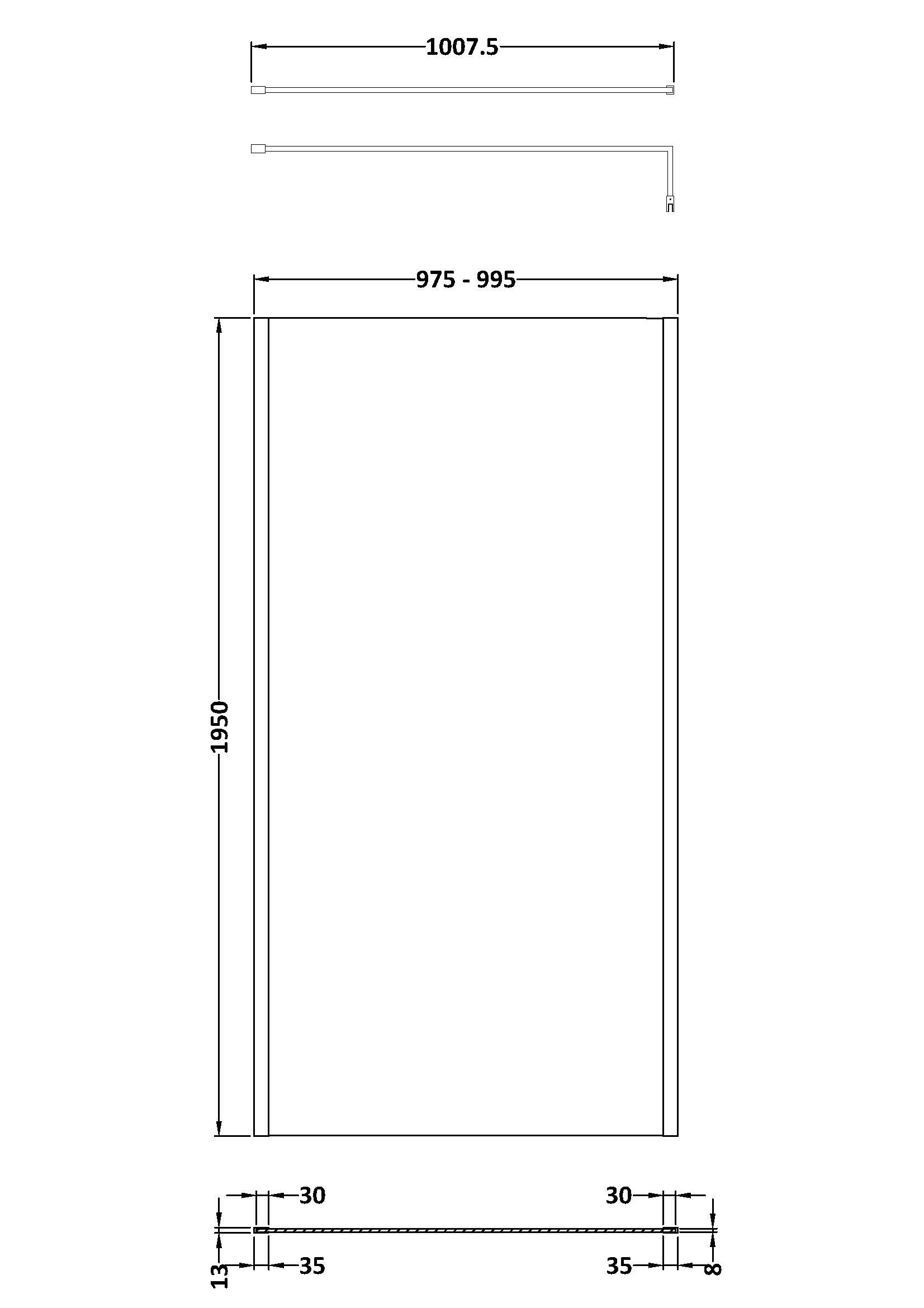 Sleek modern walk-in shower enclosure with adjustable width, perfect for contemporary bathroom designs in the UK. Durable glass and secure fittings for a stylish, functional space.