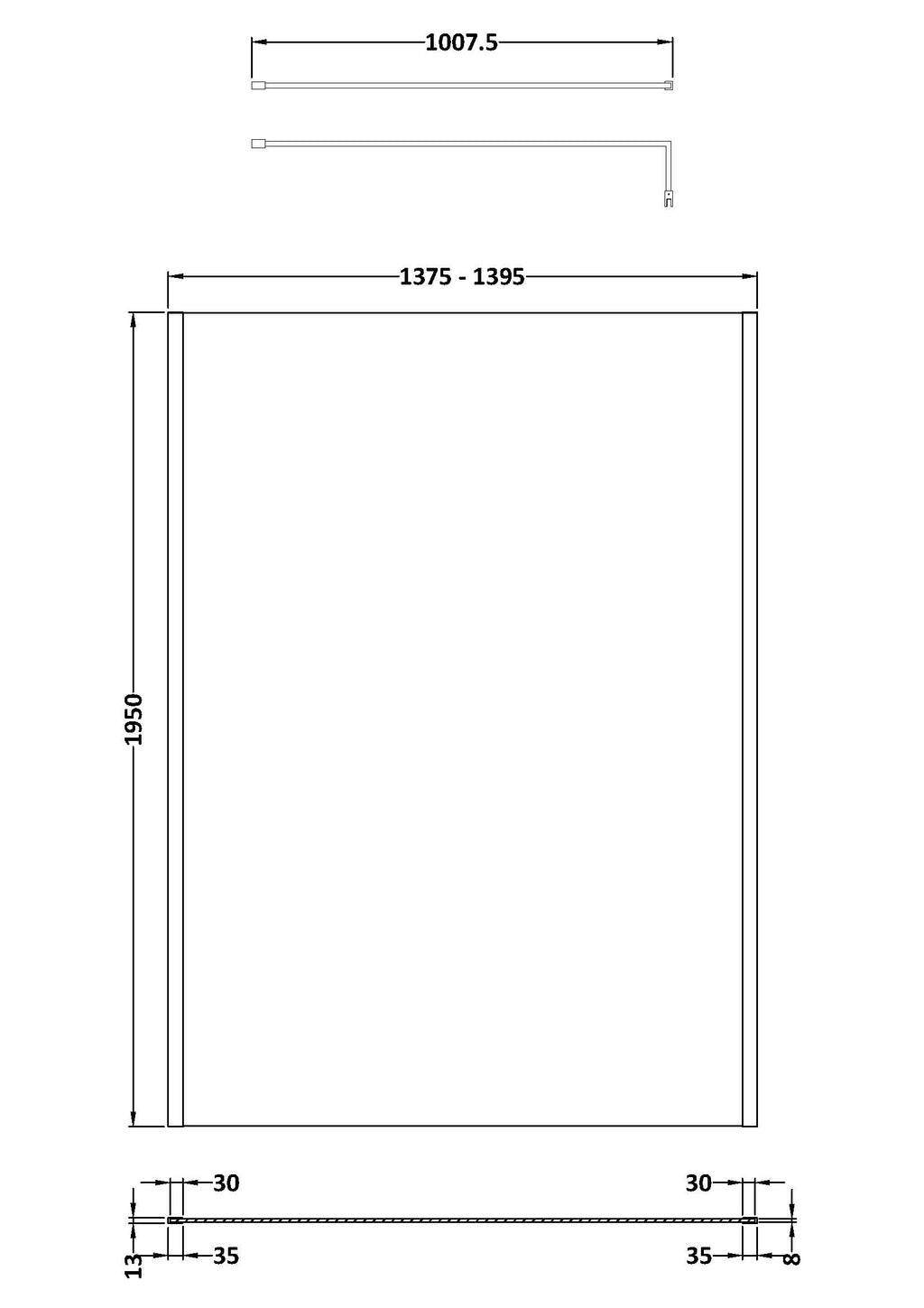 Modern bathroom shower enclosure with sleek glass panels, aluminium frames, and precise measurements for a stylish and functional bathroom upgrade.