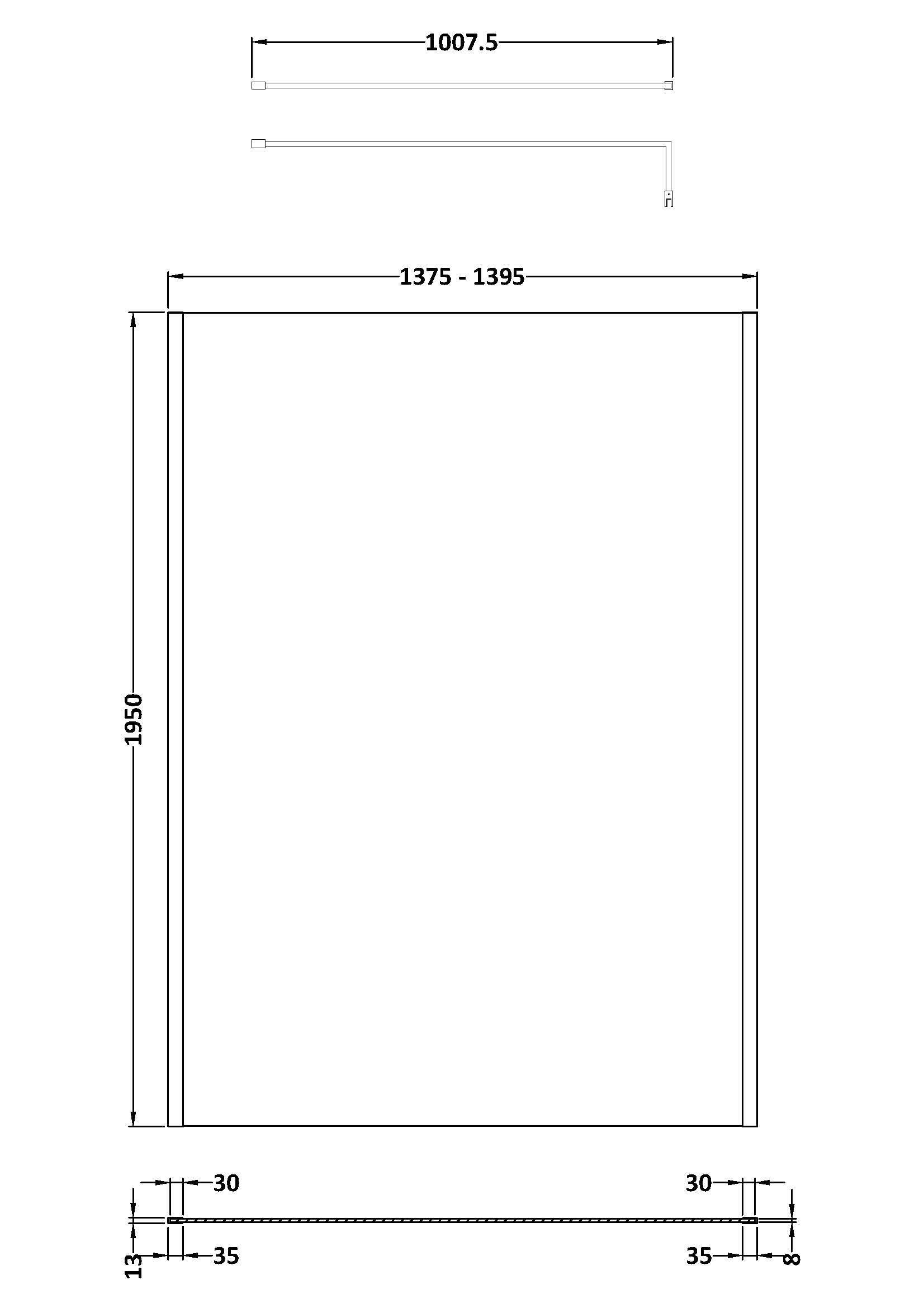 Modern bathroom shower enclosure with sleek glass panels, aluminium frames, and precise measurements for a stylish and functional bathroom upgrade.