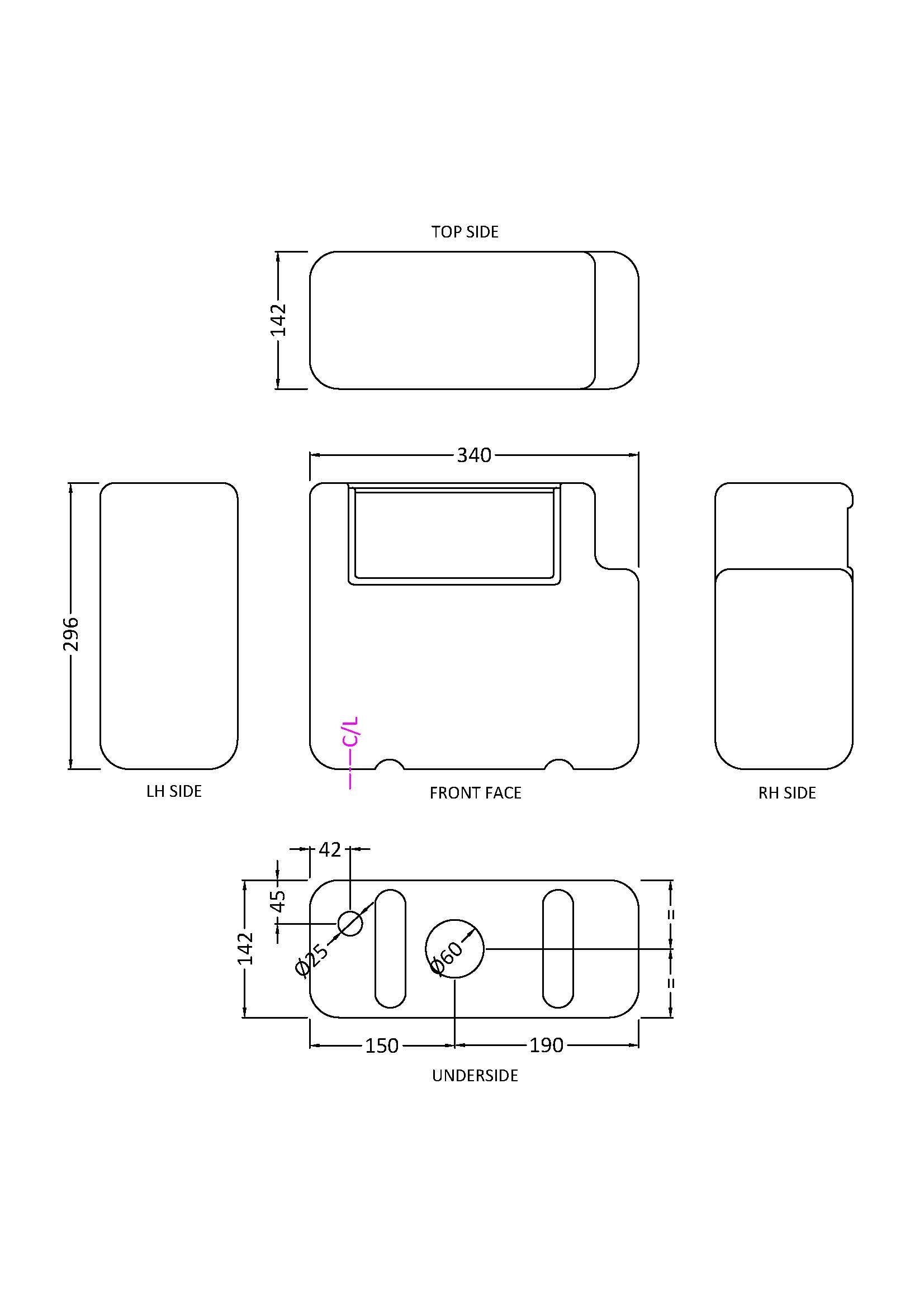 High-quality bathroom fixture technical drawing with detailed measurements for Bubly Bathrooms. Ideal for bathroom renovation and installation projects.