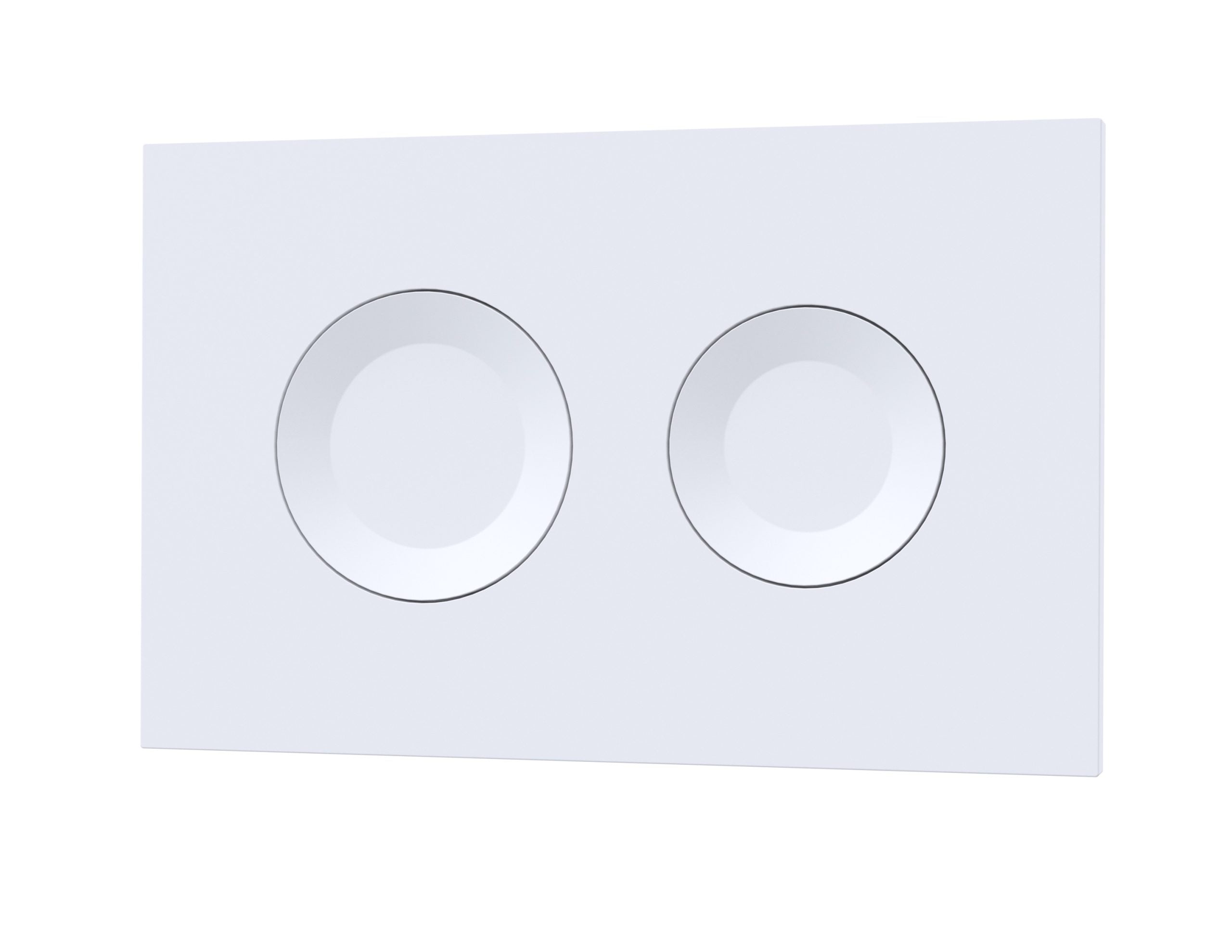 Modern white dual-flush toilet flush plate for bathroom upgrades and eco-friendly water saving. Easy to install and maintain, perfect for contemporary bathroom designs.