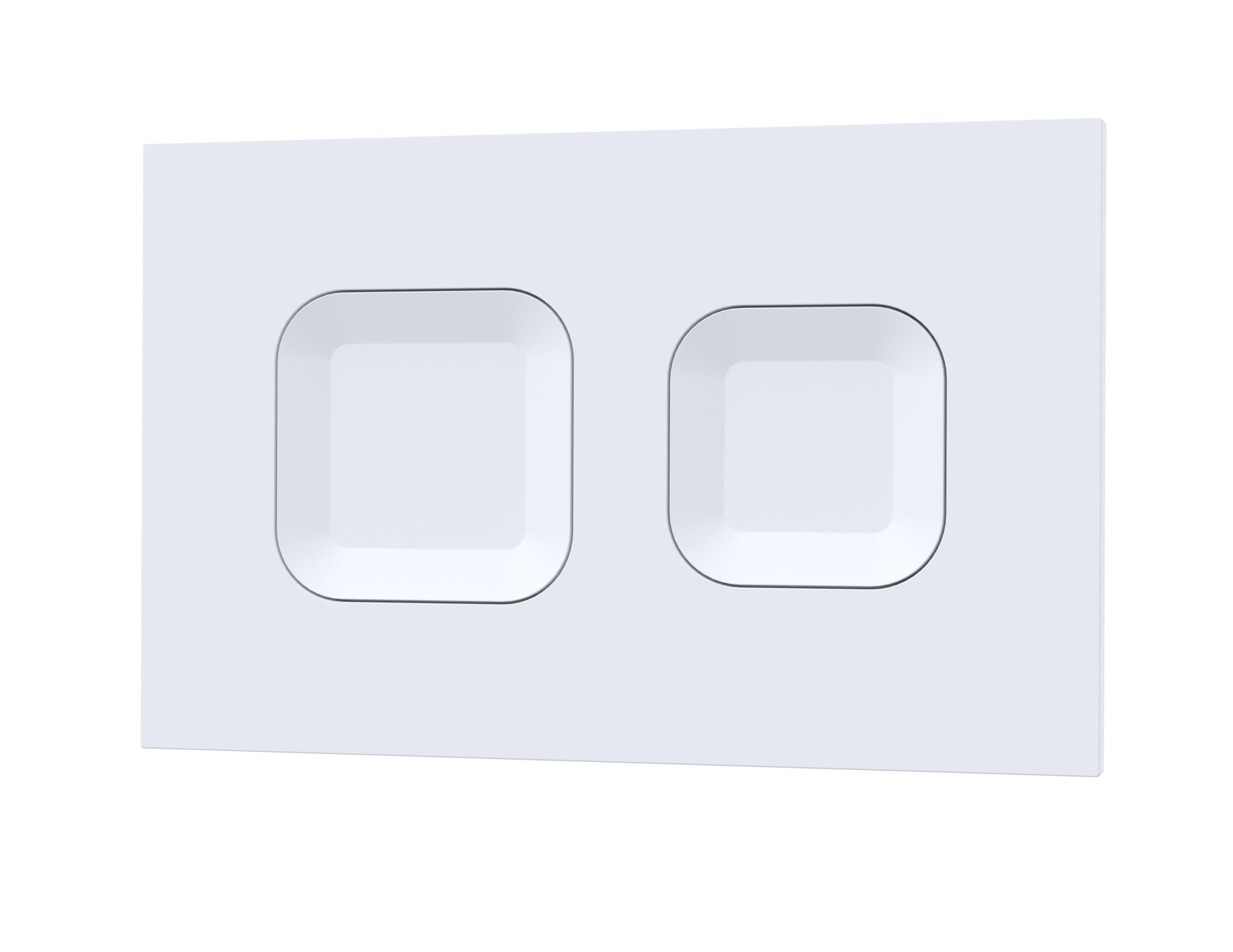 Sleek white dual flush bathroom toilet flush plate with modern design for efficient toilet water management.