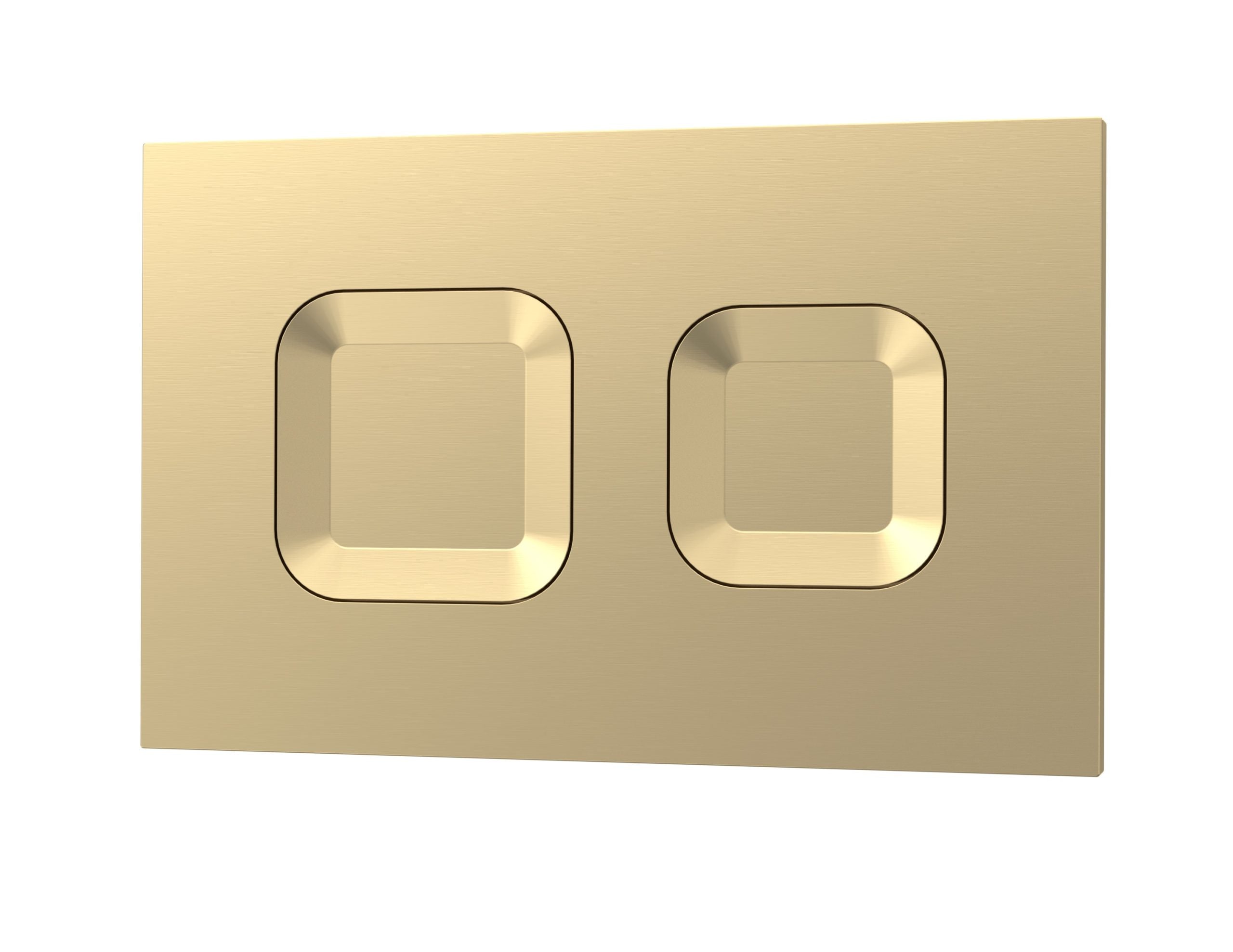 Shiny gold double toggle switch plate for bathrooms or kitchens, modern design with smooth finish.